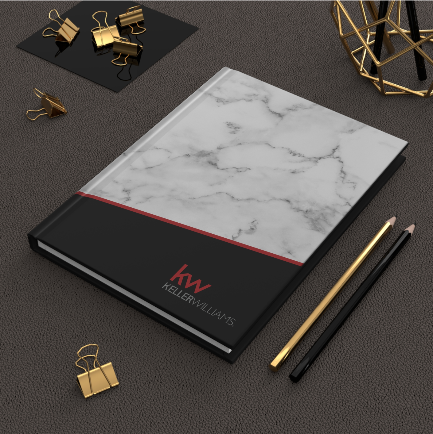KW Full Color Hardcover Binders White Marble (from as low as $10.46 per cover)