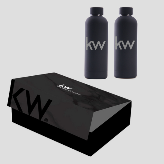 Keller Williams Water Bottles in KW White Marble Gift Box (from $58 per complete box)